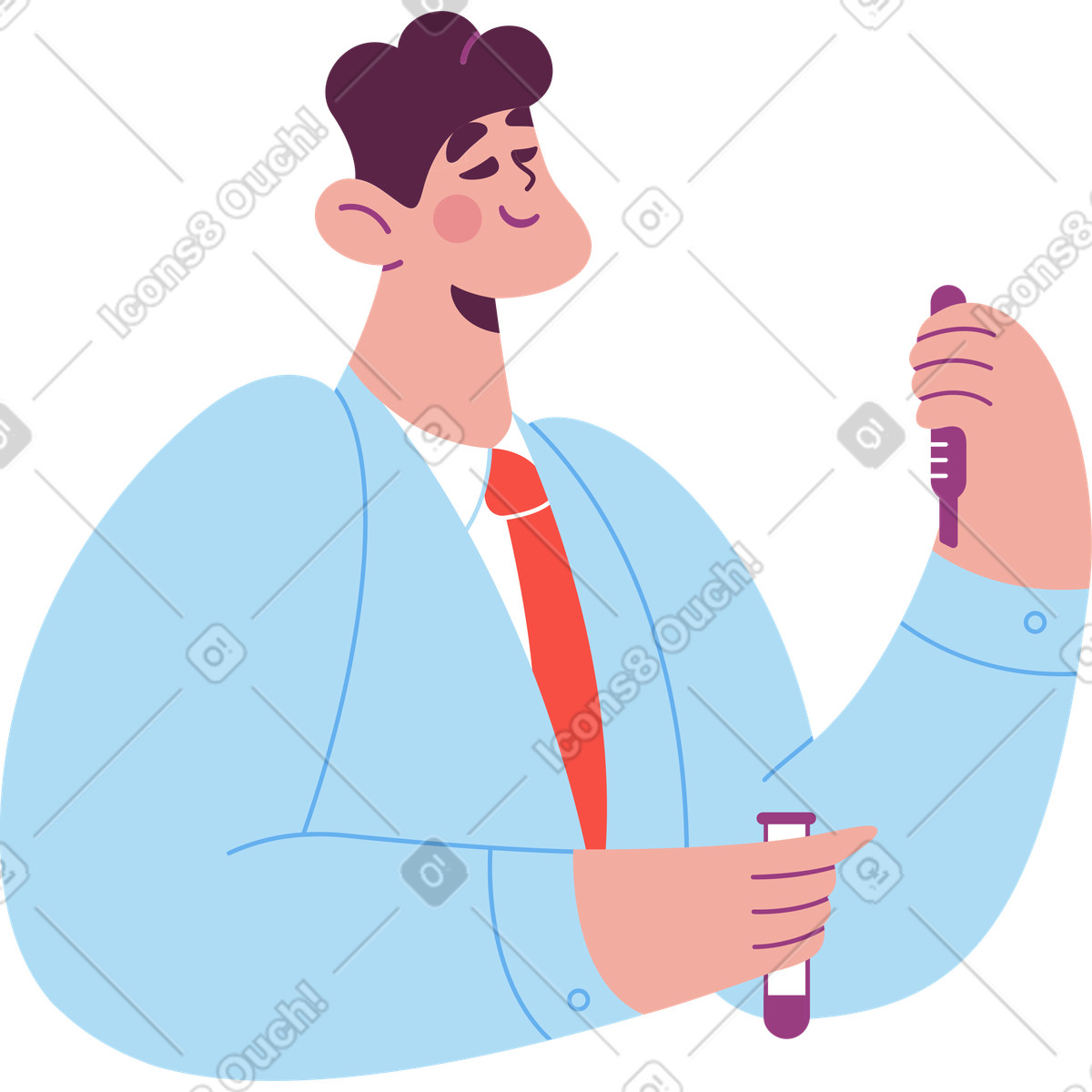 Scientist in a coat with thermometer illustration Sammy style download PNG, SVG
