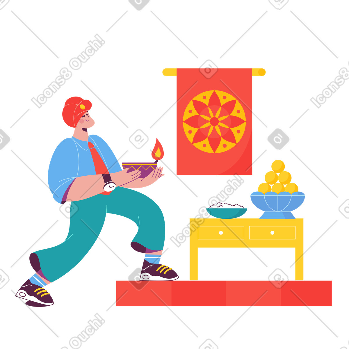 Ilustración Celebrando diwali, festival de las luces en estilo Sammy a descargar en PNG y SVG