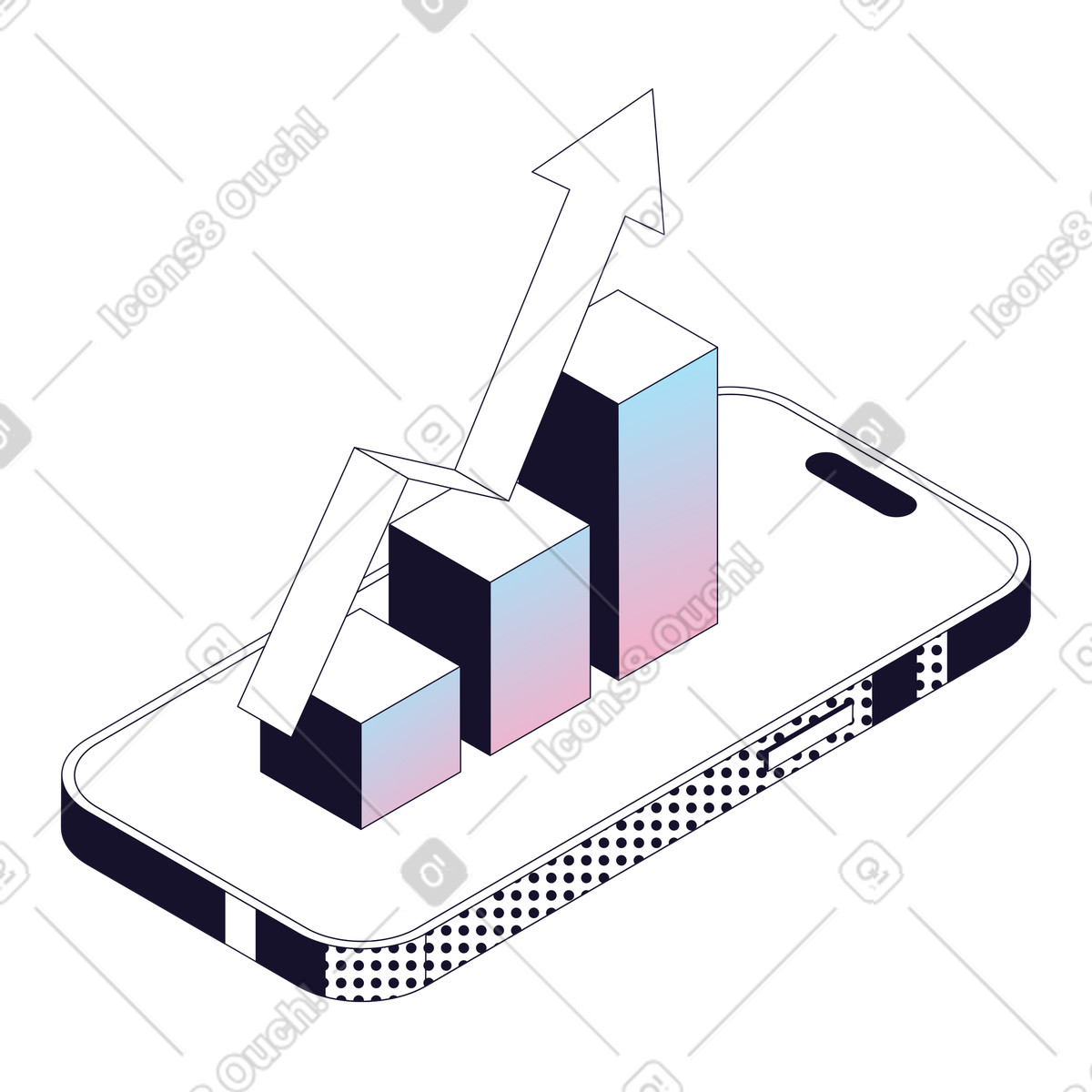 Analisi mobile, crescita aziendale, monitoraggio delle prestazioni illustrazione in stile Node scarica in PNG, SVG