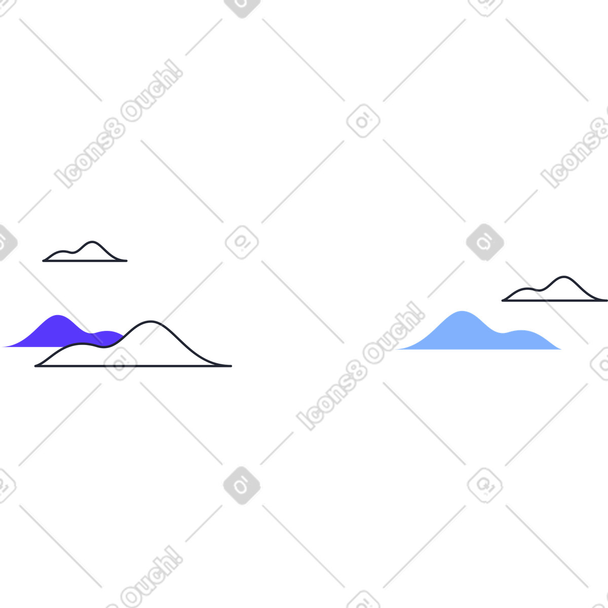 Pablita スタイルの 5 つの青い雲 のイラストをPNG、SVG形式でダウンロード