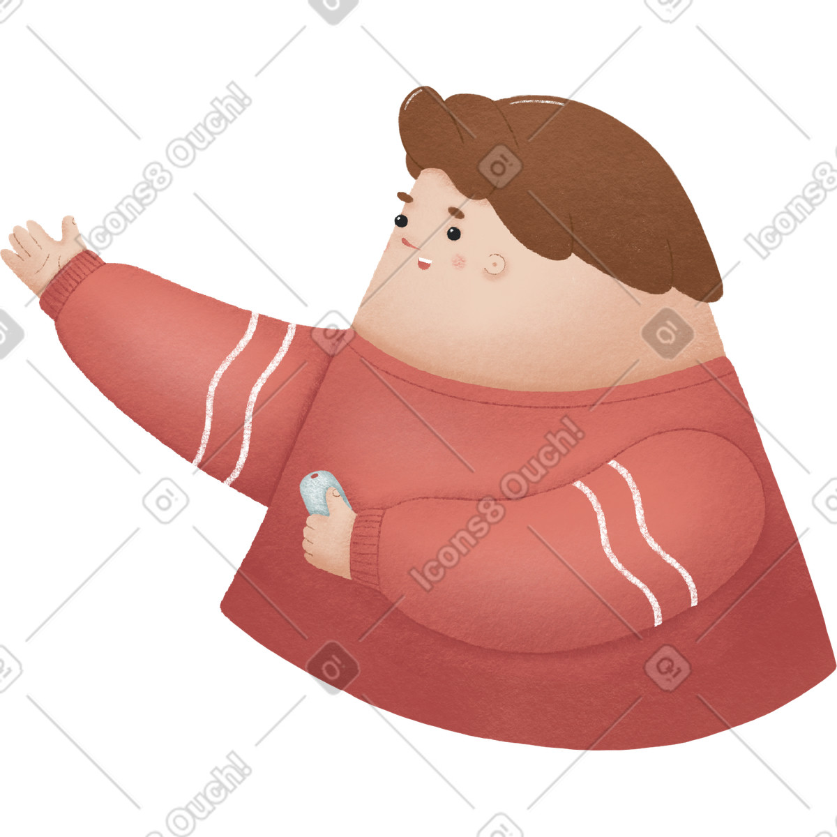 Ilustração de Man in the red sweater pointing upward with his hand em no estilo Woolly para baixar em PNG, SVG