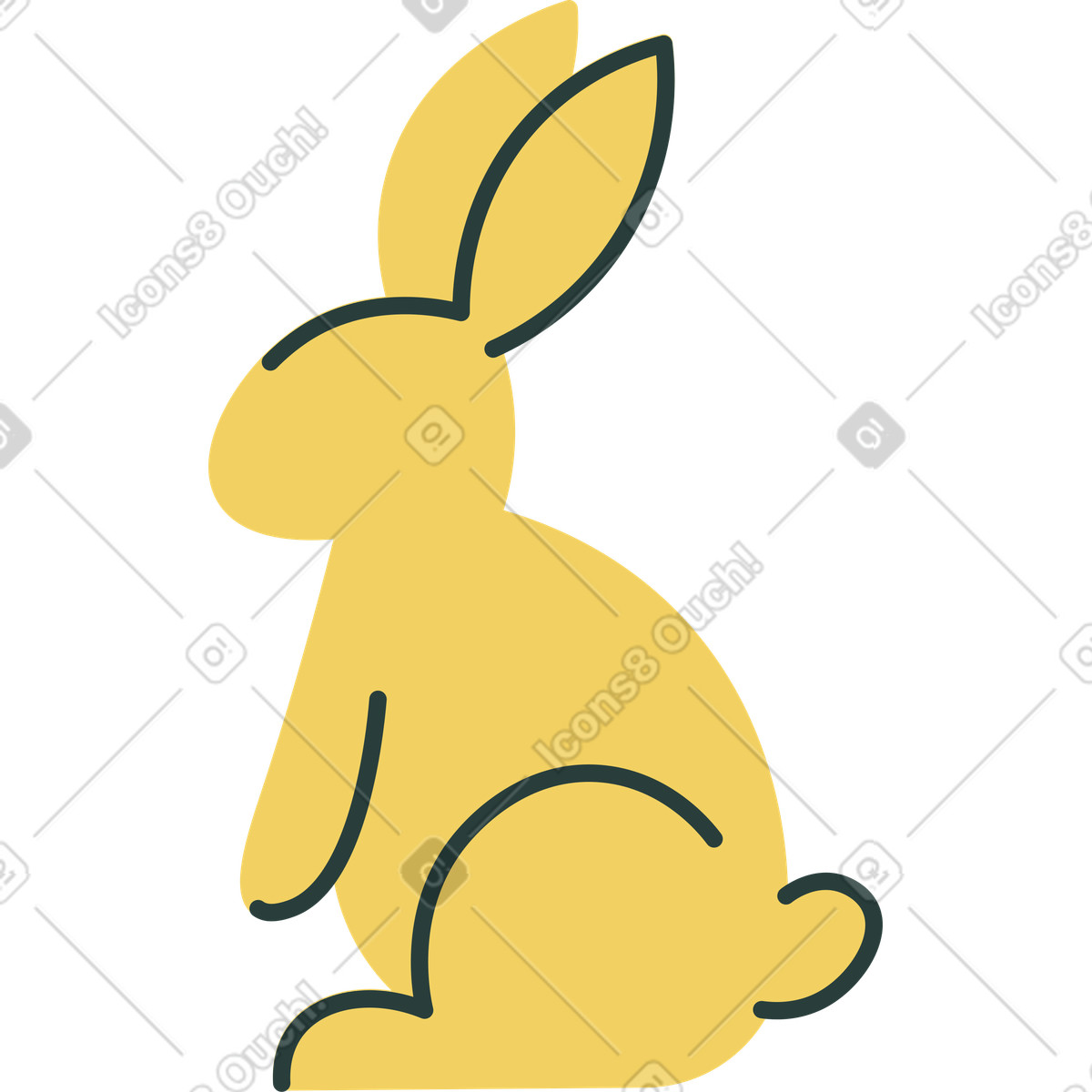 Rabbit illustration in Macaroni style download in PNG, SVG