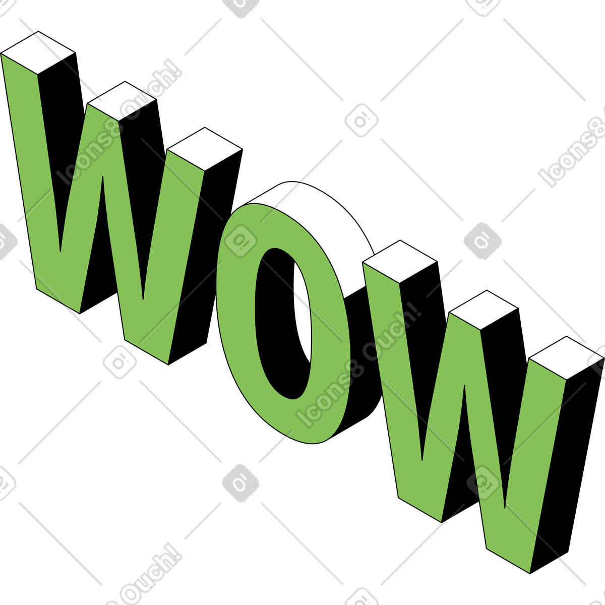 Ilustración Letras wow texto en estilo Isometric a descargar en PNG y SVG