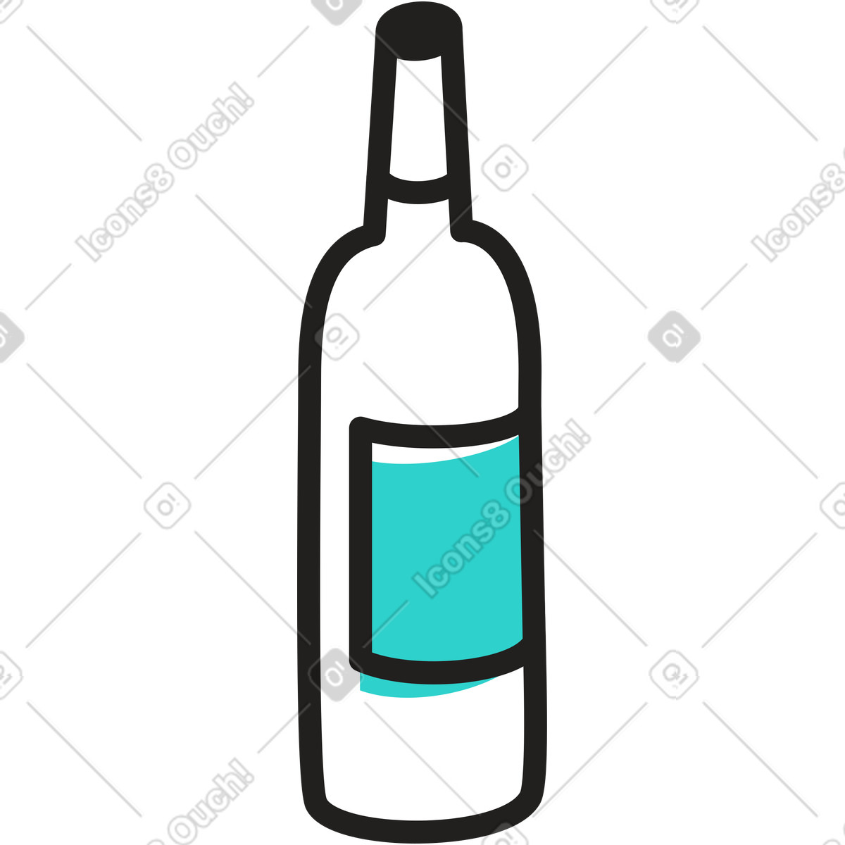 Bottiglia di vino illustrazione in stile Little scarica in PNG, SVG