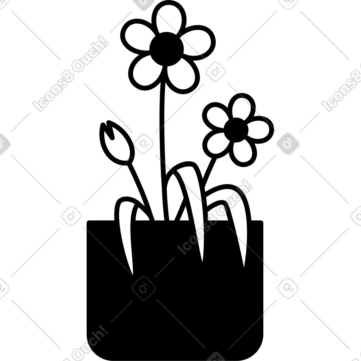 Ilustração de Flor em uma panela no estilo Weekday para baixar PNG, SVG