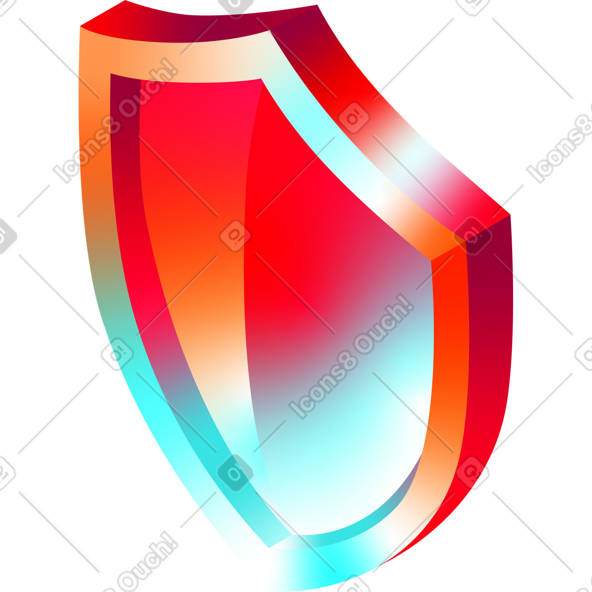 Ilustración Escudo isométrico rojo en estilo Glare a descargar en PNG y SVG