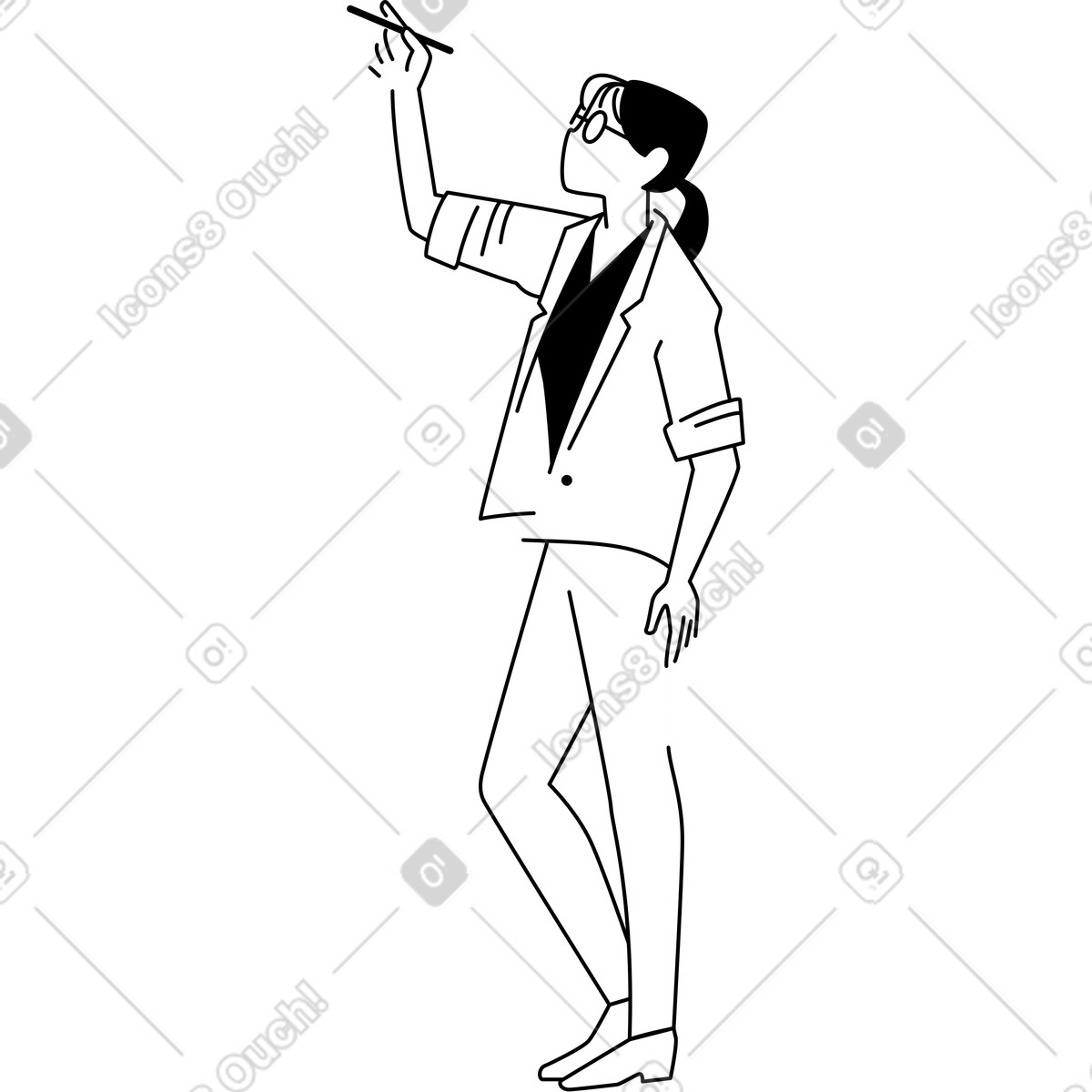 Giovane donna che scrive illustrazione in stile Weekday scarica in PNG, SVG