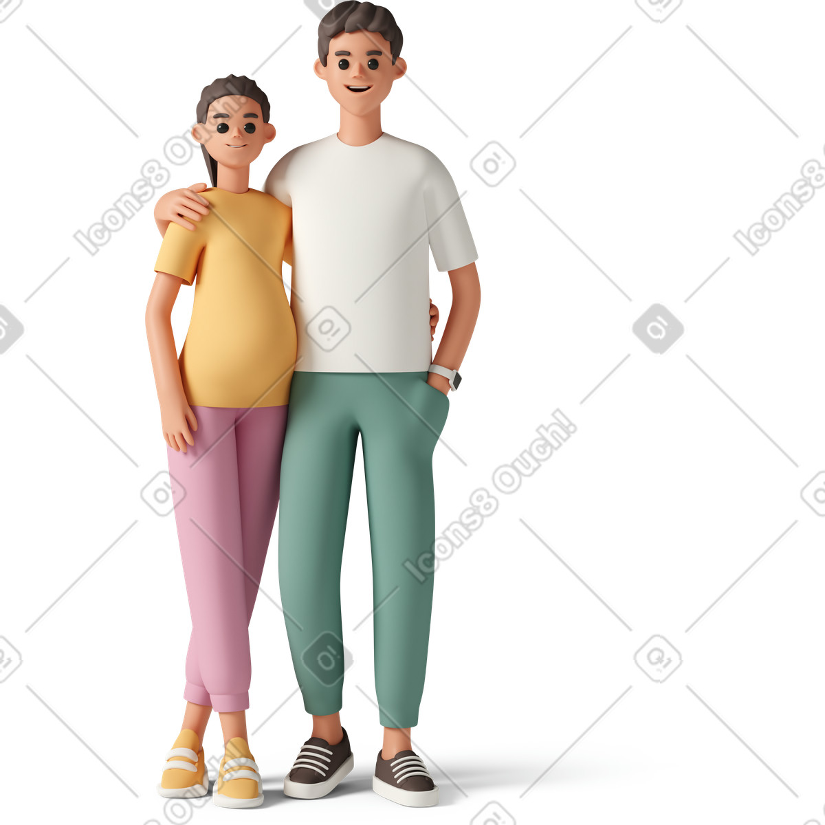 3D Casual life スタイルの Man and pregnant woman のイラストをPNG、SVG形式でダウンロード