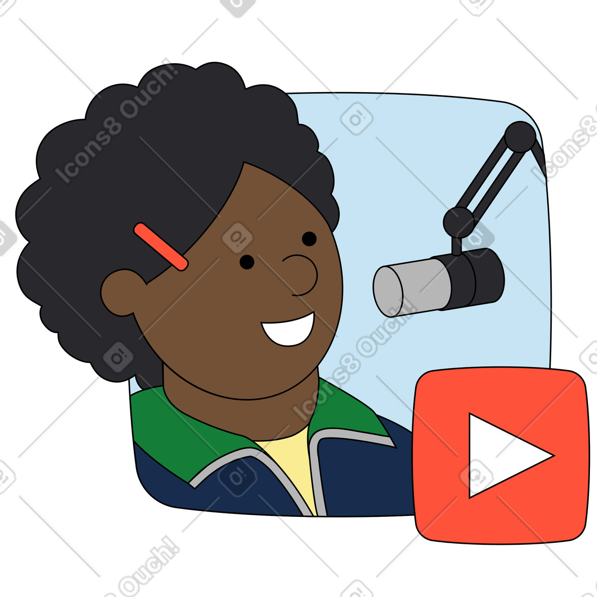 Ilustração de Criadora conteúdo feminina filmando vlog em no estilo Kindy para baixar em PNG, SVG