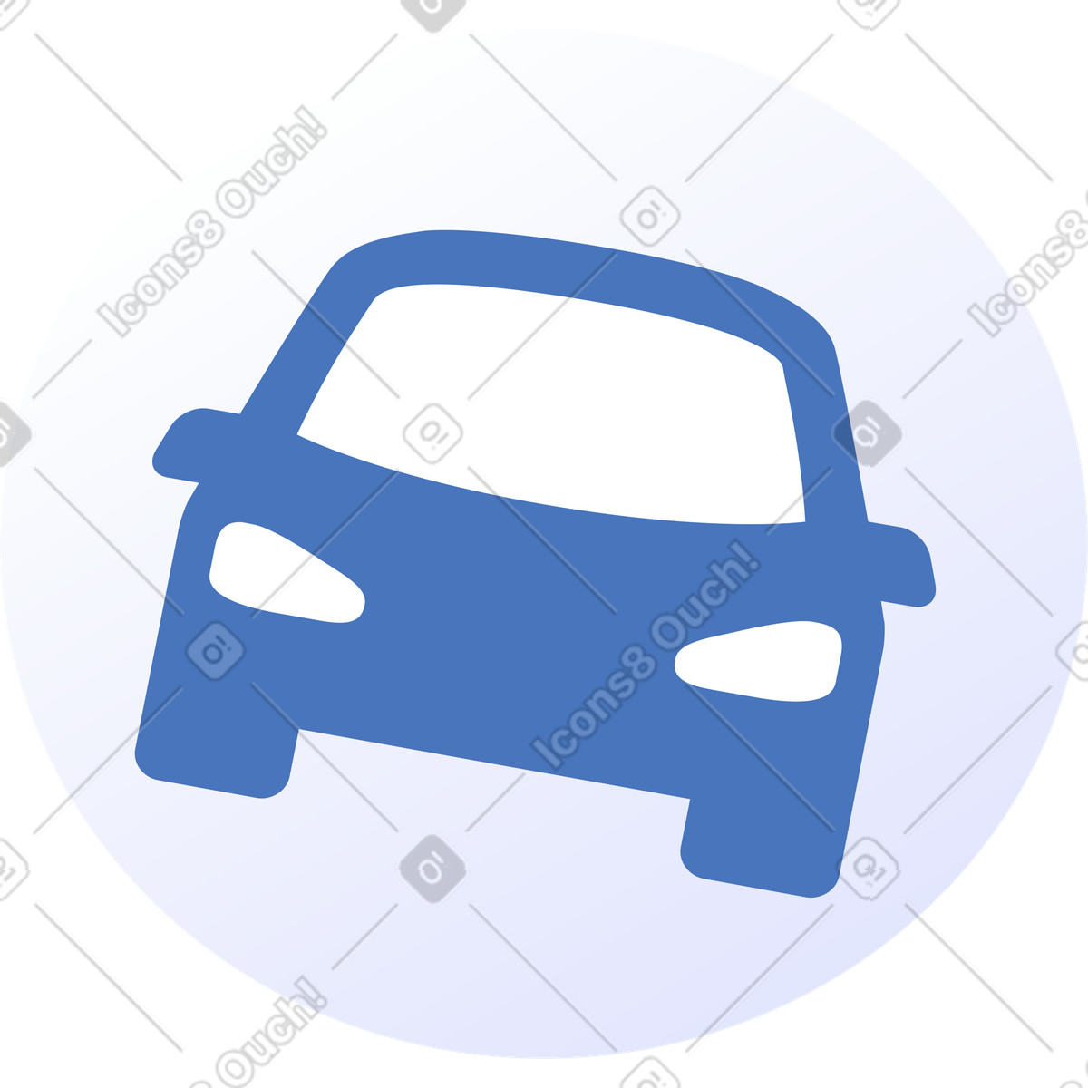 Ilustración Car front view symbol for transportation apps and navigation services en estilo Quantum a descargar en PNG y SVG