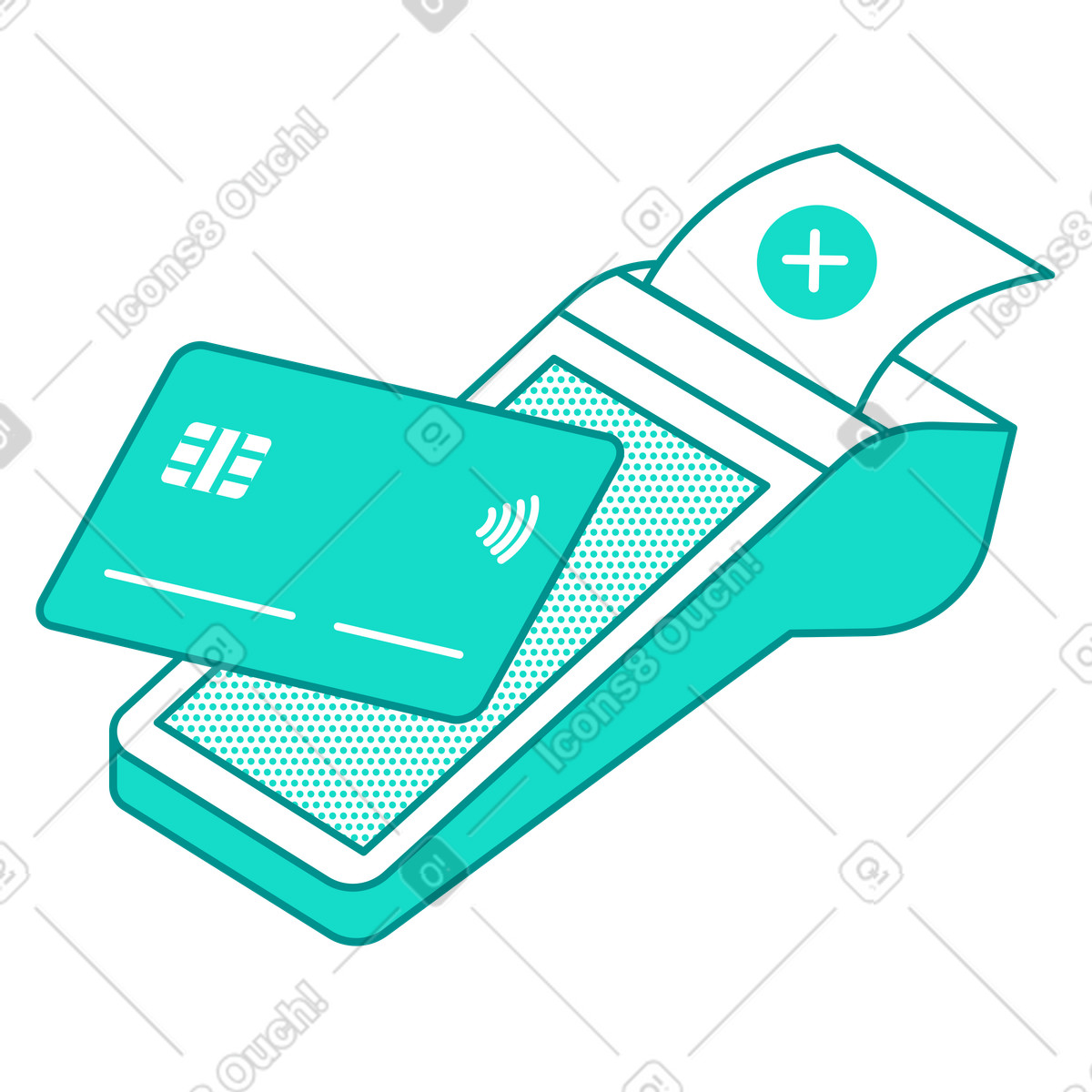 Natty スタイルの POS terminal and declined tap-to-pay card, Payment issue at retail checkout のイラストをPNG、SVG形式でダウンロード