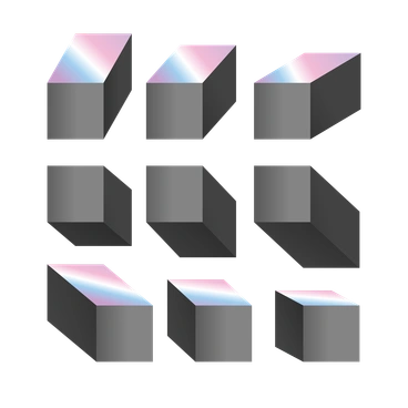 Three-dimensional blocks with gradient highlights - Experimental style illustration