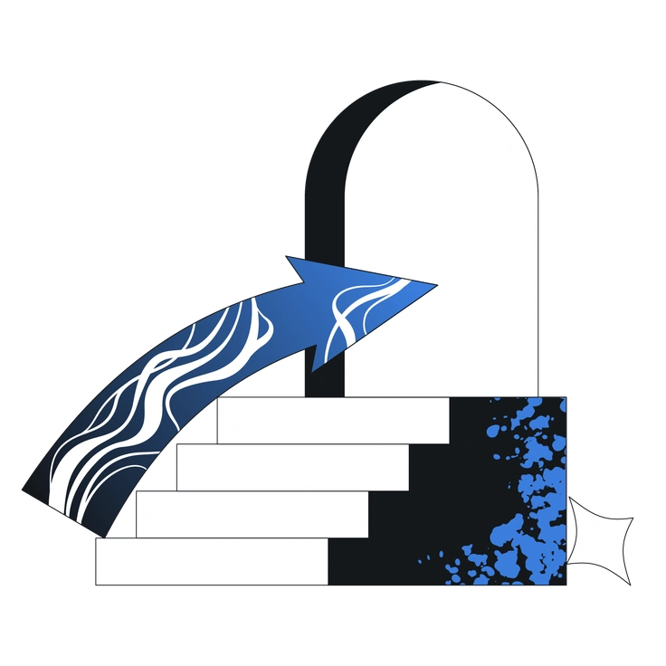 An abstract shape with waves and steps - Midnight style illustration