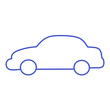 An outline of a car, created using an arrangement of fluffy, abstract cloud shapes. The car's silhouette is clearly defined, with curves and angles that resemble a typical vehicle design. The cloud shapes are soft and rounded, giving a light, airy look to the outline. The overall color scheme is a gradient of white to light blue, emphasizing the cloud theme.