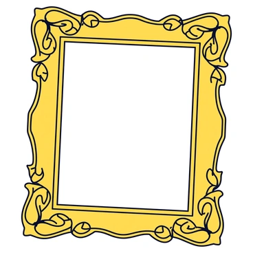 An ornate picture frame with a rich, golden color. The frame is elaborately decorated with swirling patterns that resemble leaves and vines, each leaf featuring intricate details. The corners of the frame have larger motifs of vines that curl elegantly. The surface of the frame has a glossy finish, enhancing its decorative elements. The frame is empty, waiting for a picture to be placed inside.