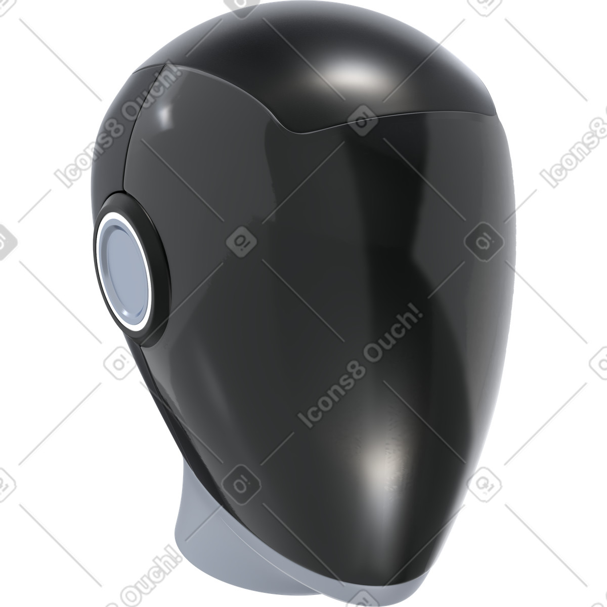 Artificial intelligence and automation with glossy black AI robot head illustration in 3D Pro style download in PNG, SVG