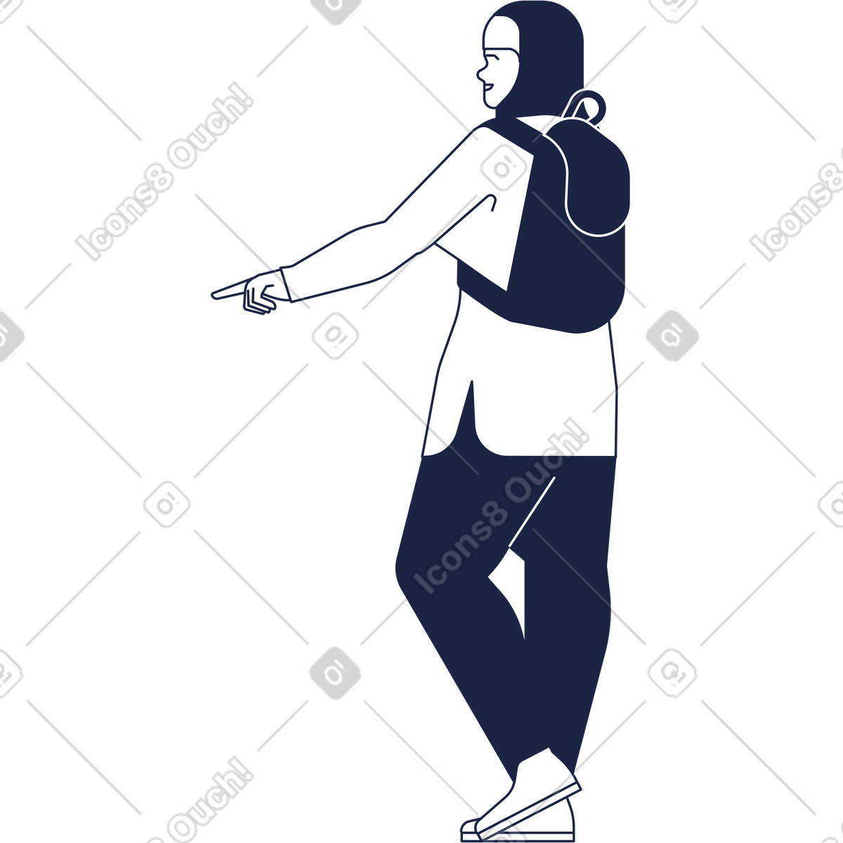 Ilustración Female traveler in hijab en estilo Urban Line a descargar en PNG y SVG