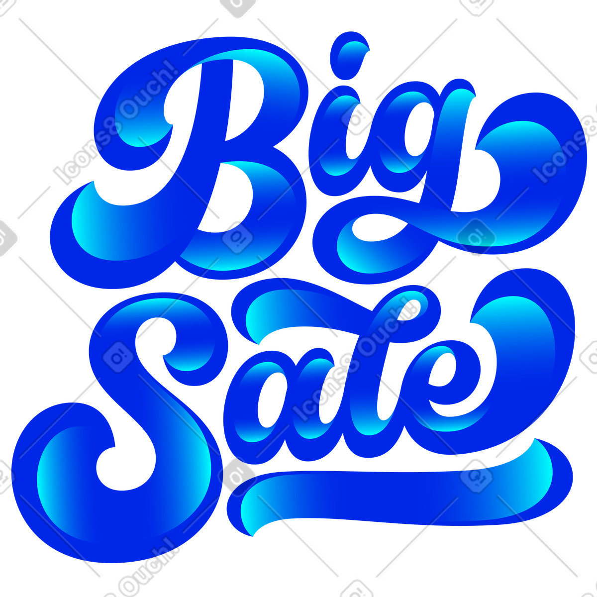Schriftzug „großer verkauf“ mit farbverlaufsschattentext-Illustration im Lettering-Stil als Download in PNG, SVG