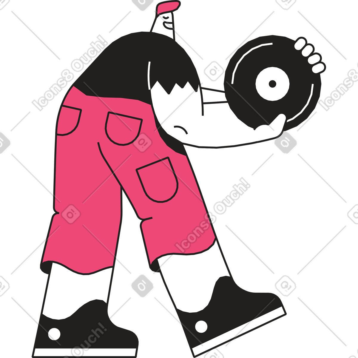 Ilustração de Homem com disco na mão em no estilo Dazzle Line para baixar em PNG, SVG