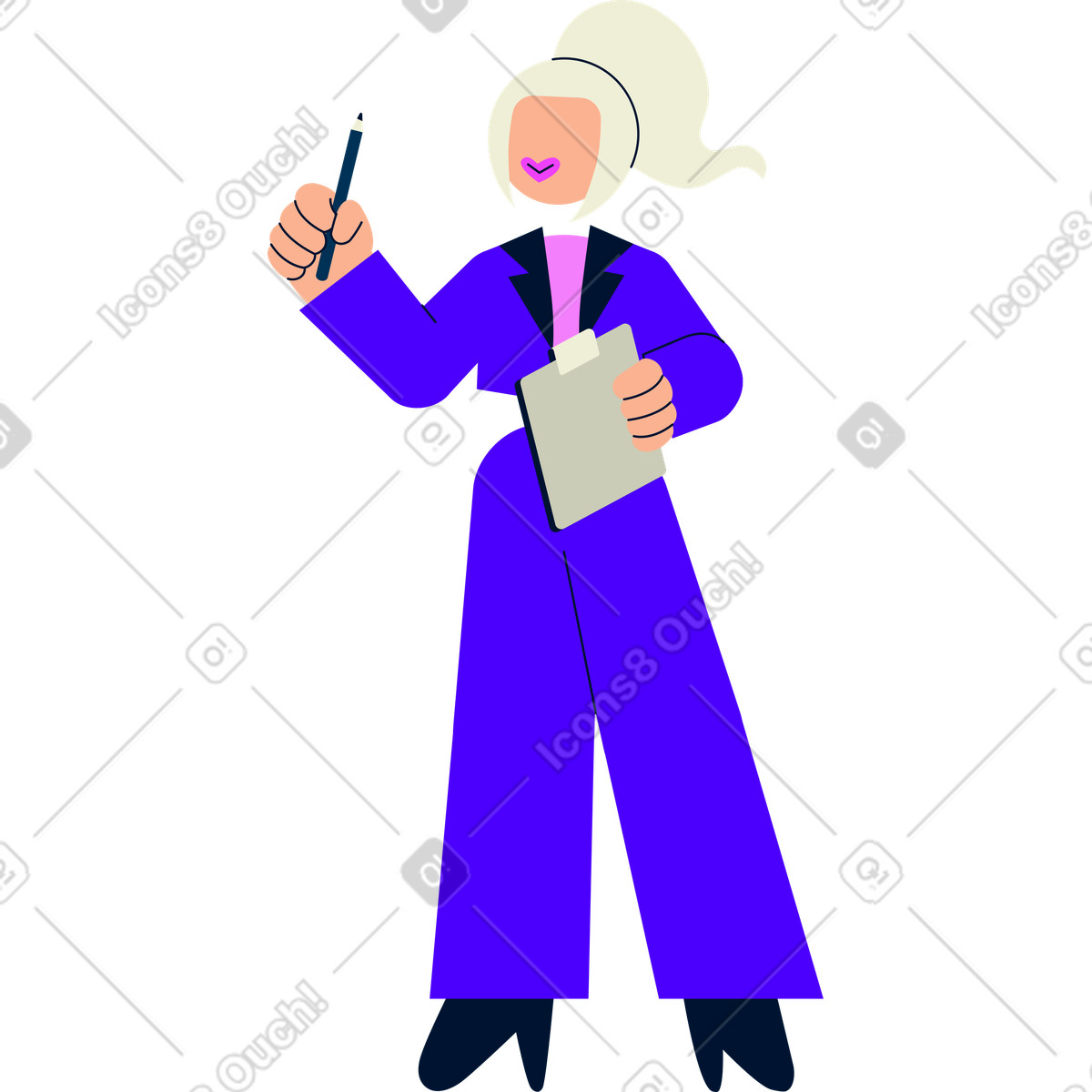 下载 Cubes 风格的 剪贴板的女人 插画，支持 PNG、SVG 格式
