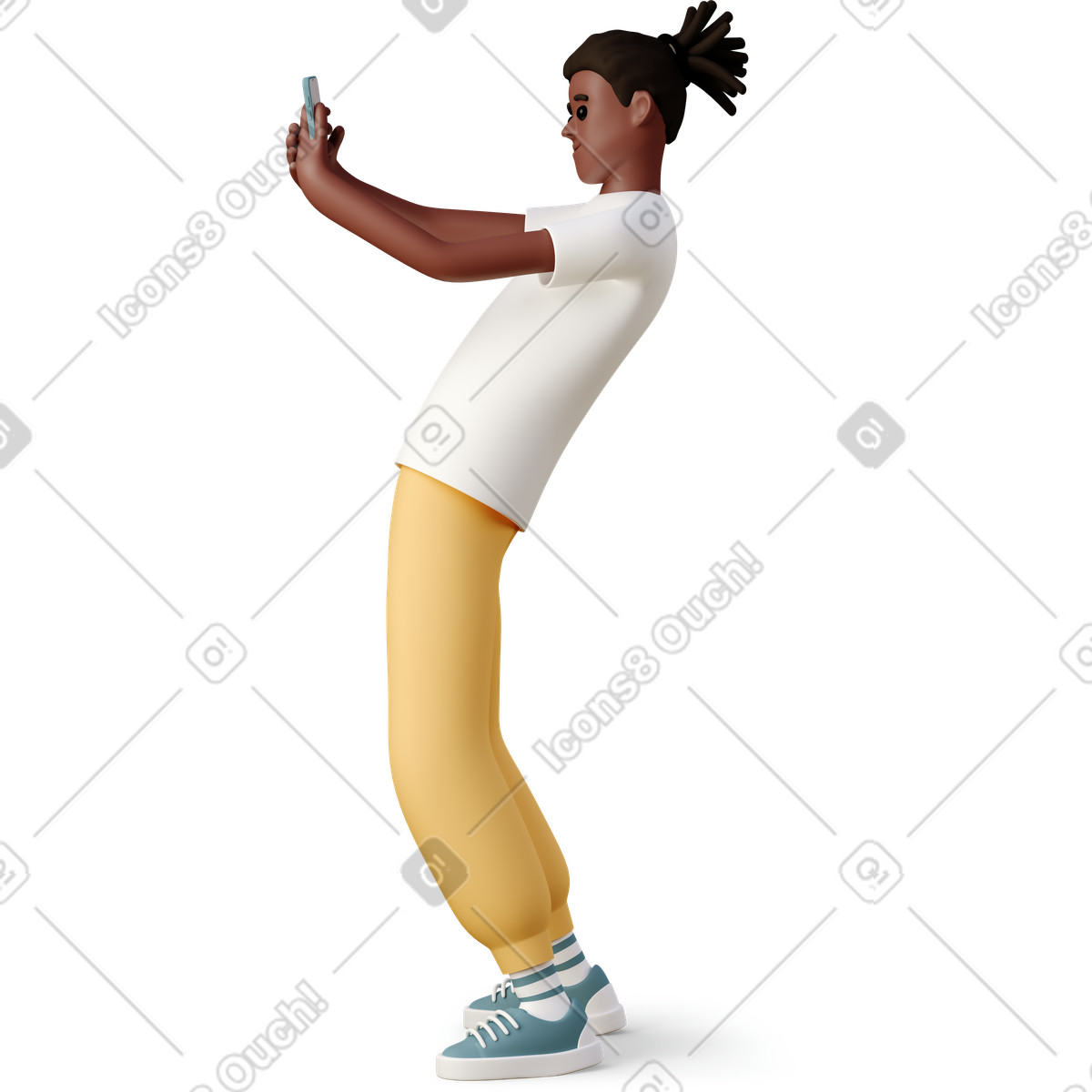 3D Casual life 스타일의 Boy with smartphone 일러스트레이션 PNG, SVG 다운로드