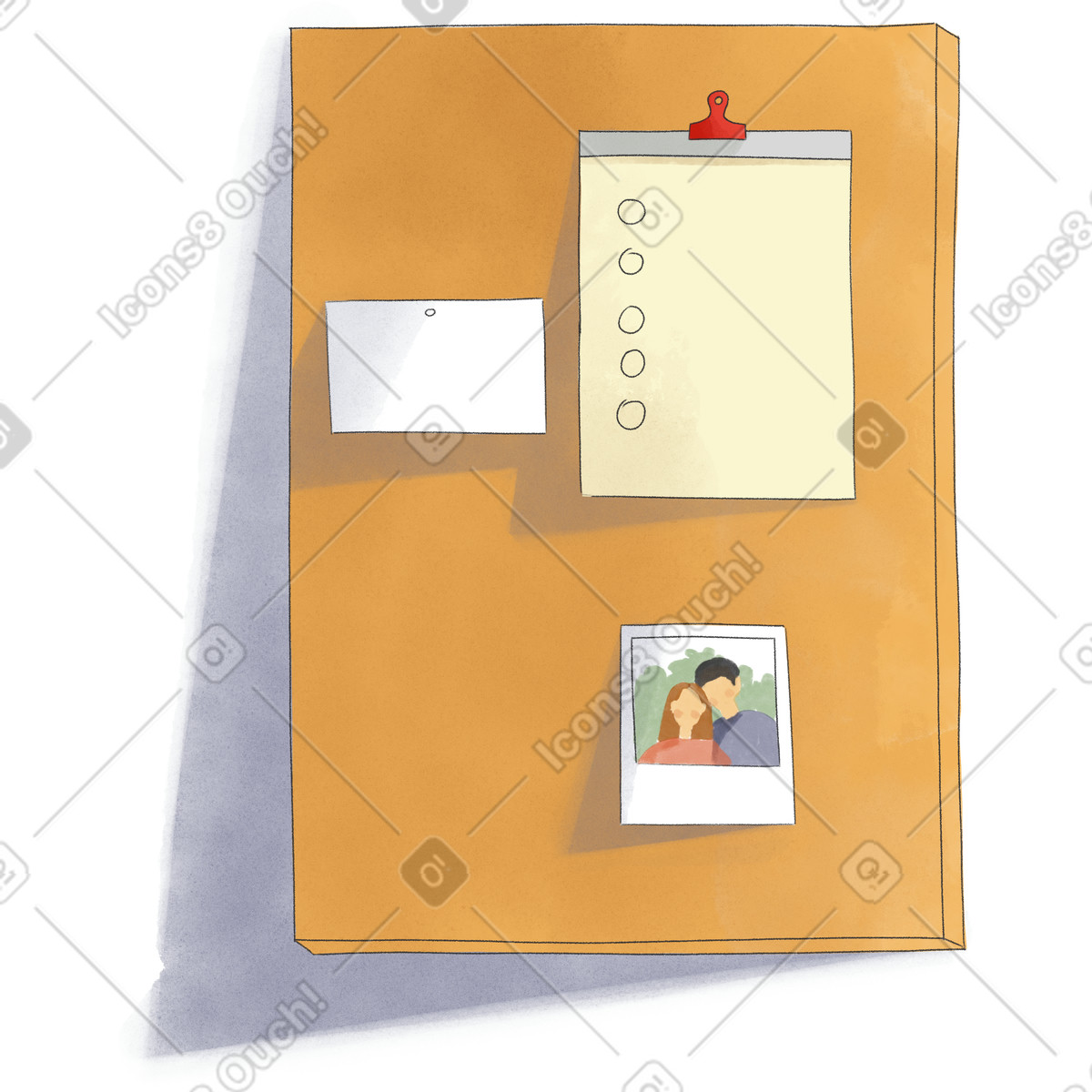Ilustración Cork board with blank notes en estilo Seasons a descargar en PNG y SVG