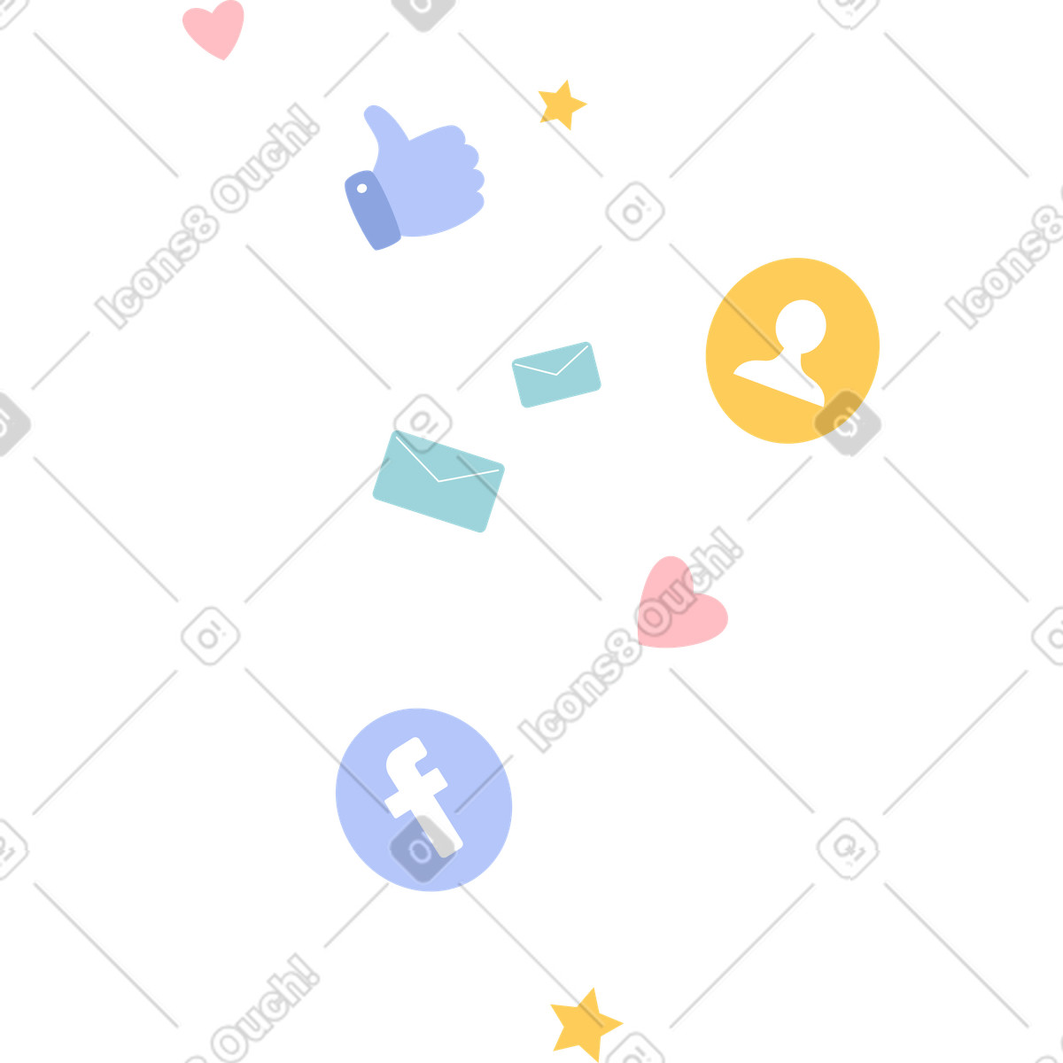 Icone dei social media illustrazione in stile Lagom scarica in PNG, SVG
