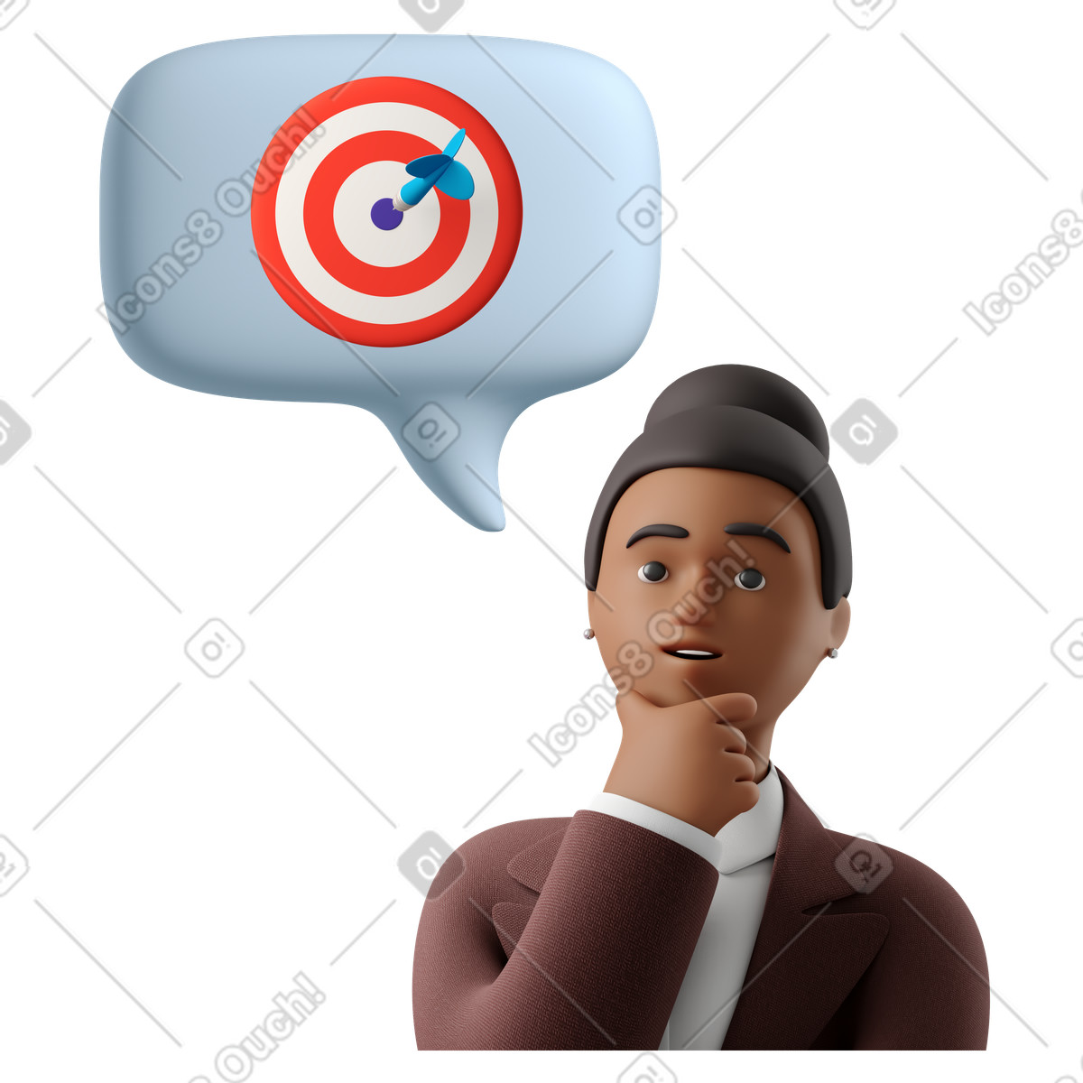 Geschäftsfrau plant, das ziel zu erreichen-Illustration im 3D Business-Stil als Download in PNG, SVG