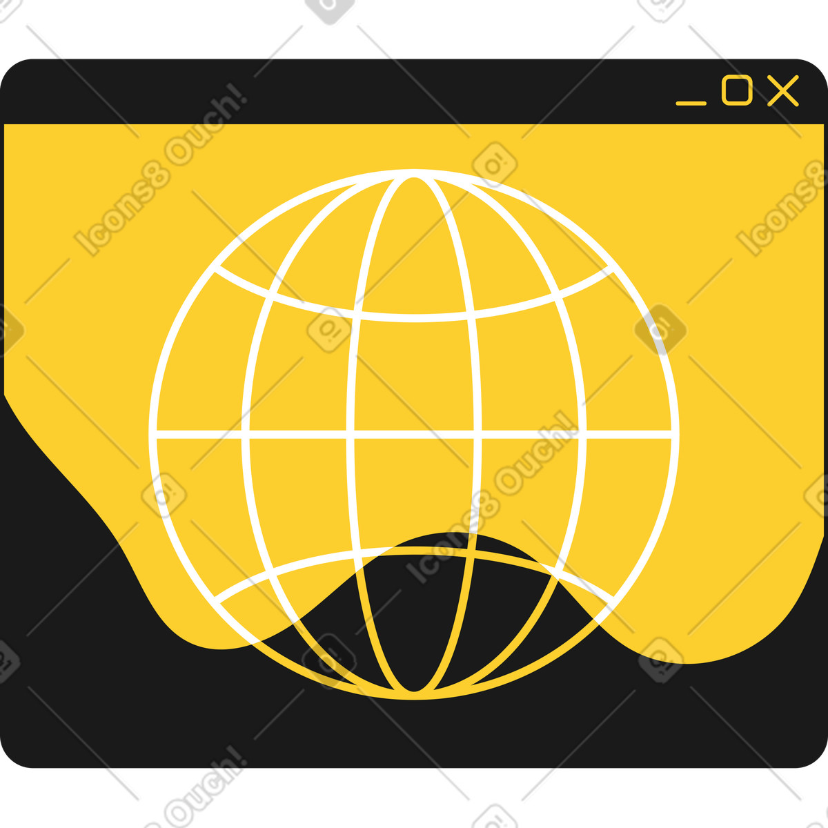 Earth sign browser illustration in Taxi style download in PNG, SVG