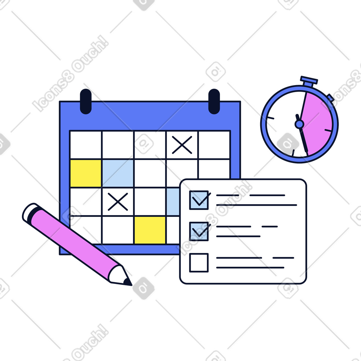Planning and task management illustration in Flexy style download in PNG, SVG