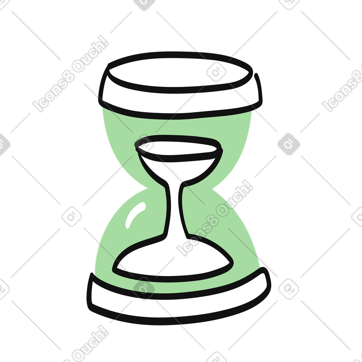 Hourglass sand timer symbolizing waiting patience and passing time illustrazione in stile Organic scarica in PNG, SVG