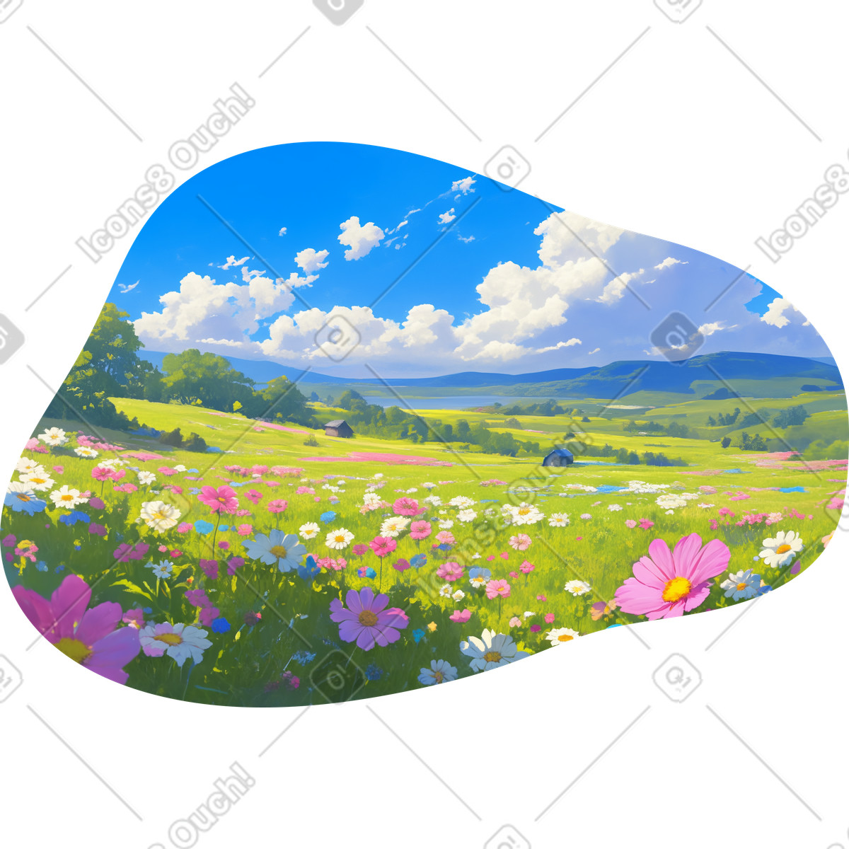 PNG, SVG 형식의 여름 필드 배경 일러스트레이션