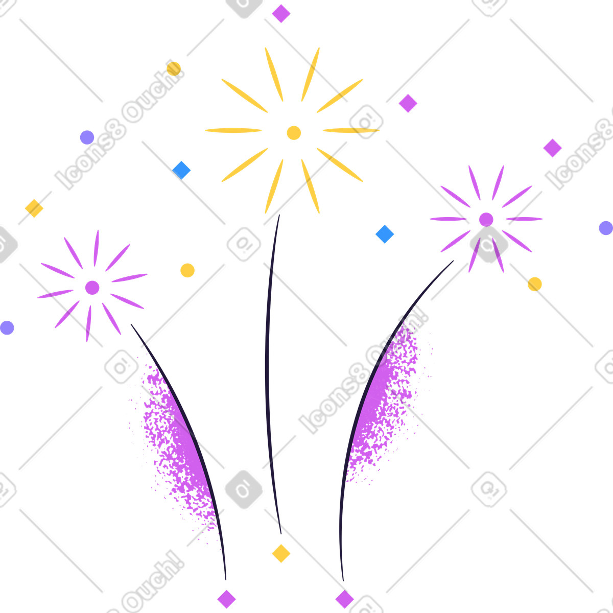 Fireworks illustration sparks clipart on transparent background available in PNG