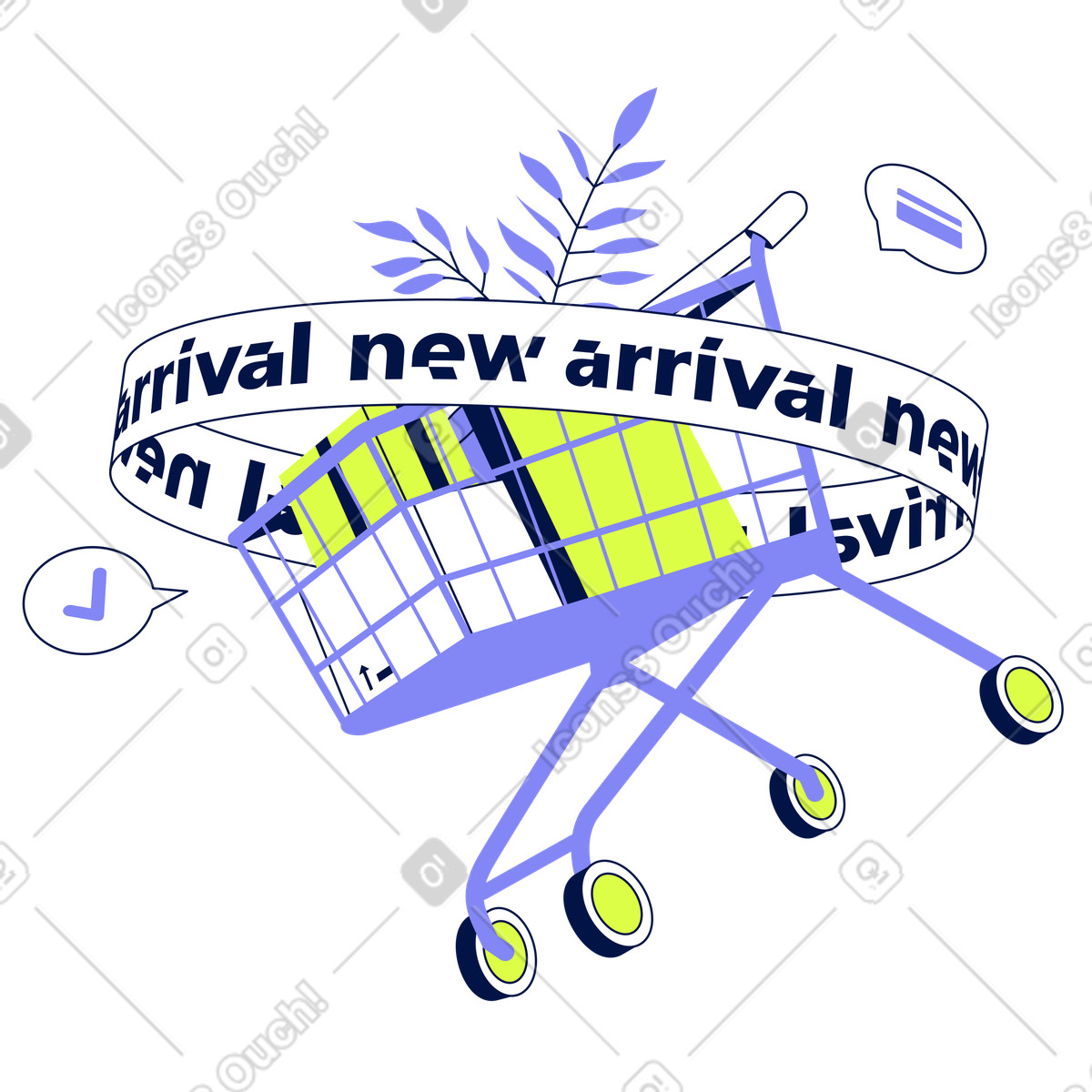 Ilustração de Shopping cart with boxes, New arrival promotion or product launch em no estilo Glow para baixar em PNG, SVG