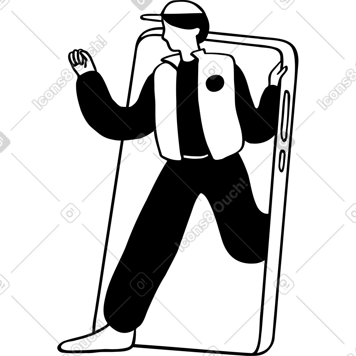 Illustration Courrier sortant du smartphone dans le style Journal à télécharger aux formats PNG, SVG