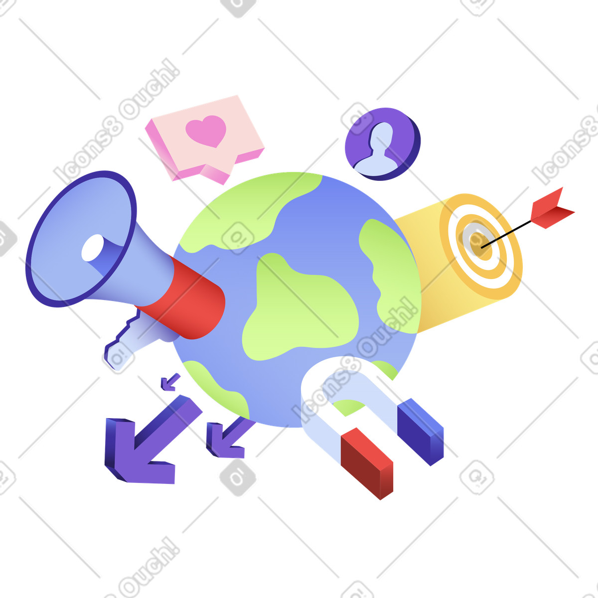 Marketing e targeting con altoparlante illustrazione in stile Levels scarica in PNG, SVG