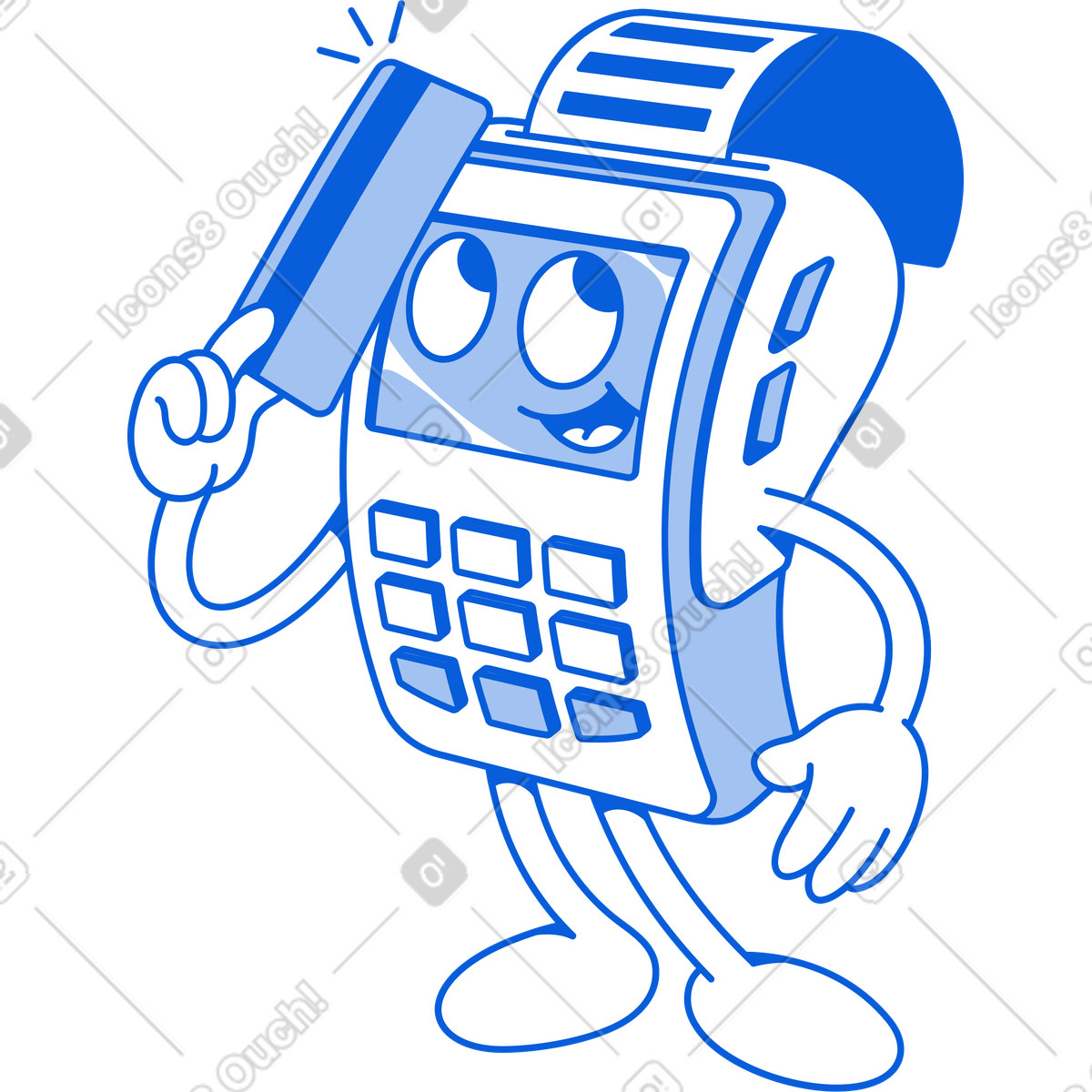 Handy Line スタイルの 目が付いた灰色の銀行端末 のイラストをPNG、SVG形式でダウンロード