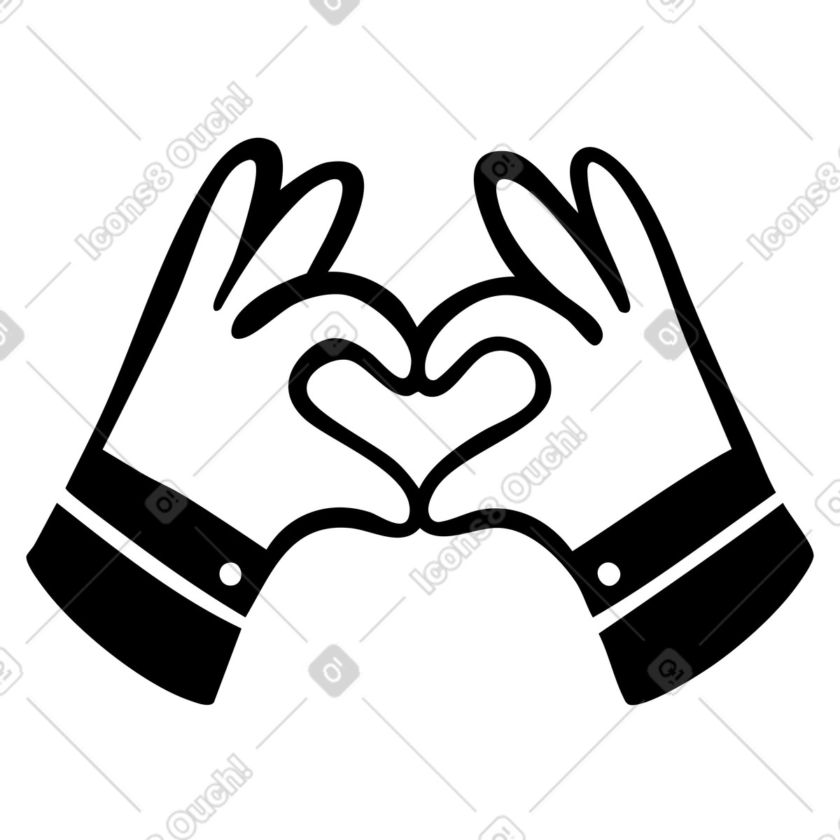 Hands Making Heart Shape Sign animated illustration in Journal style download in GIF, Lottie (JSON), AE