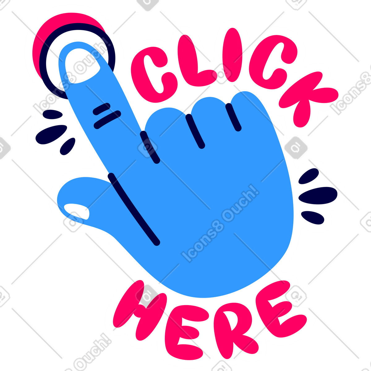 Ilustração de Adesivo de letras clique aqui em PNG e SVG