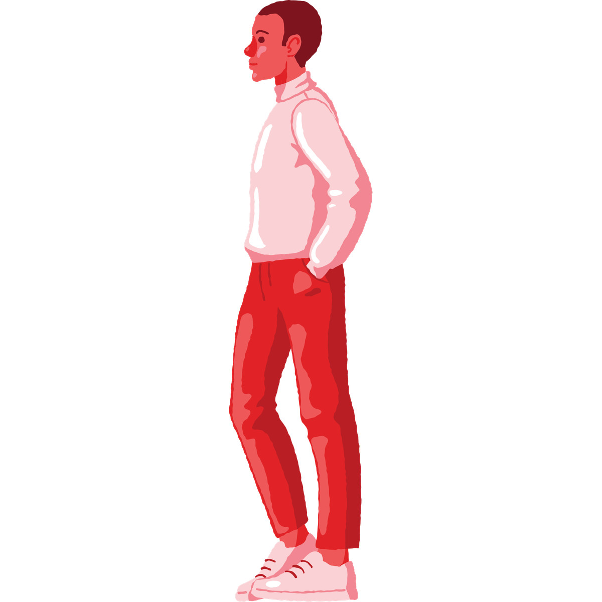 Man standing side view illustration in Cherry style download in PNG, SVG