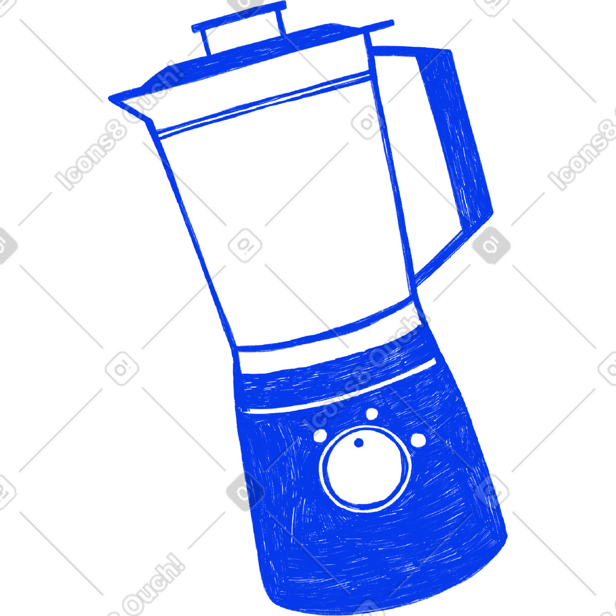 Large blue blender-Illustration im Biro-Stil als Download in PNG, SVG