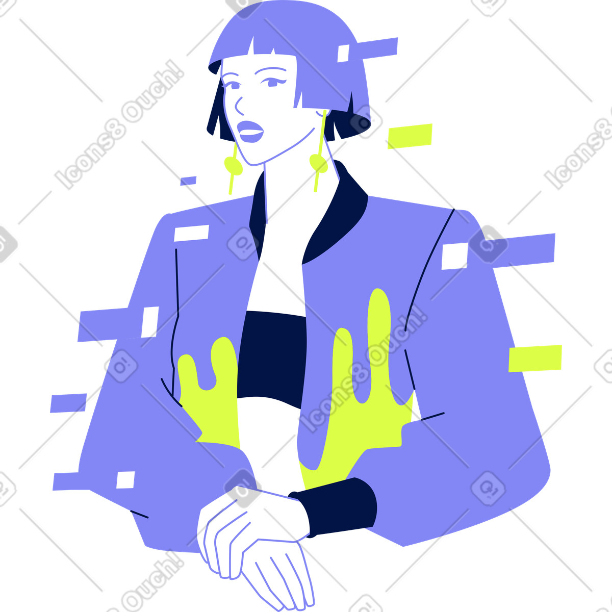 Illustration Jeune femme avec hologramme dans le style Glow à télécharger aux formats PNG, SVG