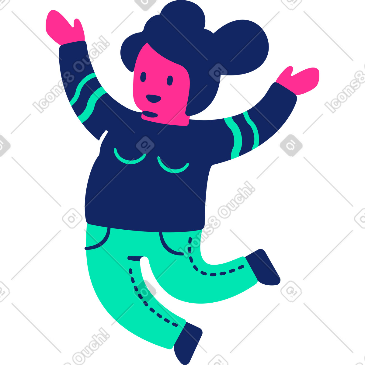 Man fat jumping illustration in Cyborg style download in PNG, SVG