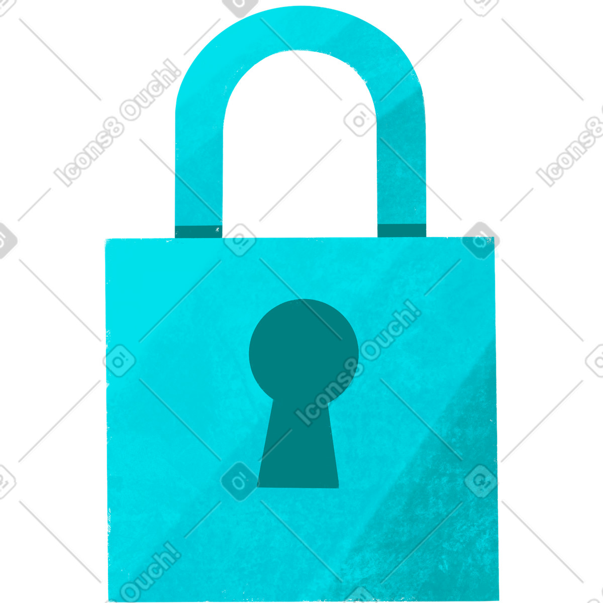 Blue closed lock illustration in Bonbon style download in PNG, SVG