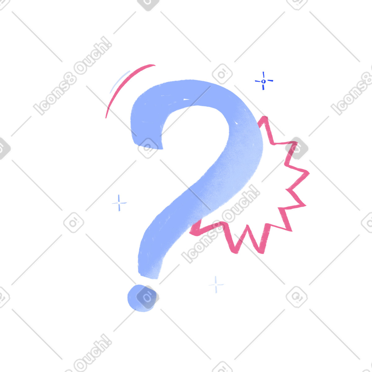 Ilustración Blue question mark or symbol en estilo Quirky a descargar en PNG y SVG