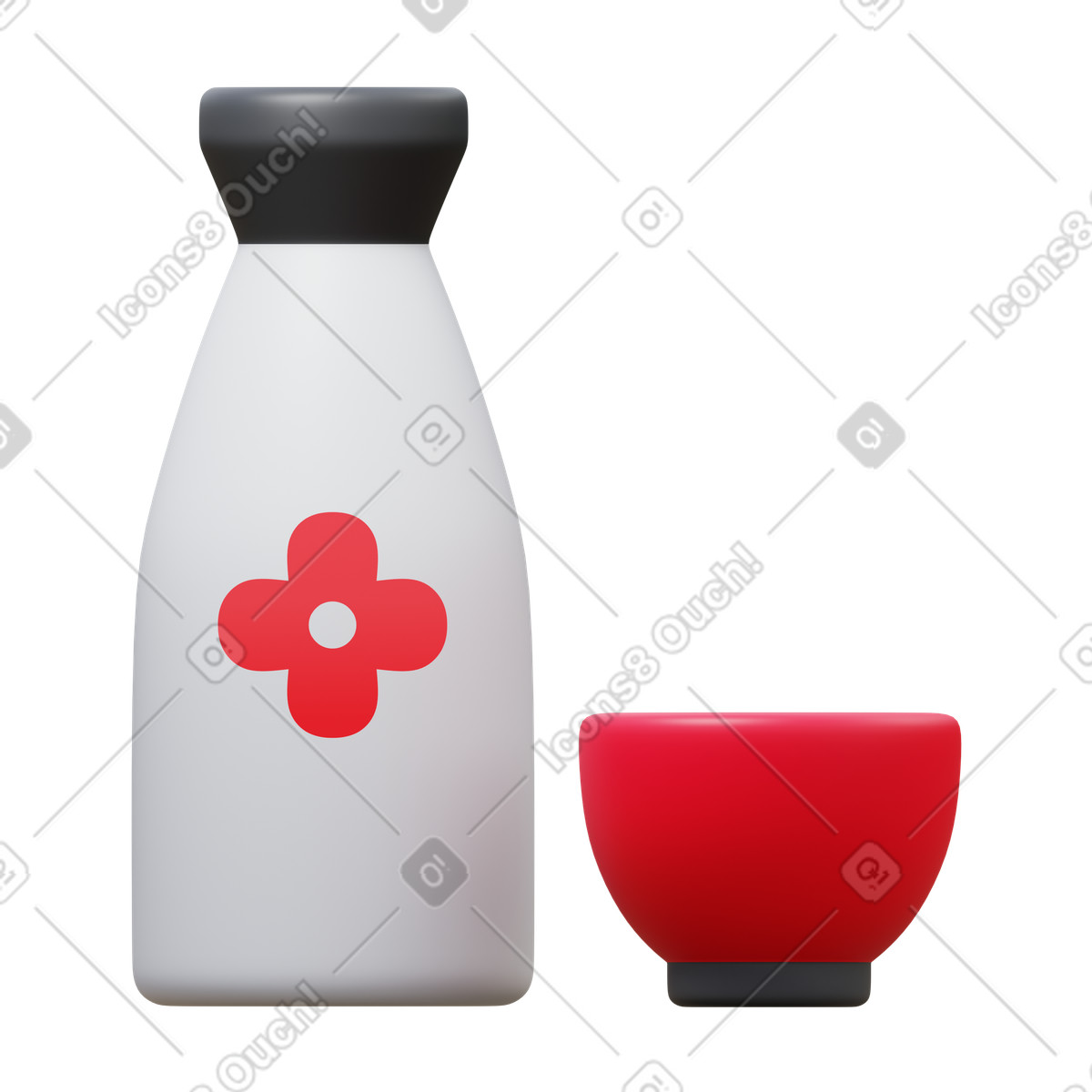 3D Fluency 스타일의 Sake 일러스트레이션 PNG, SVG 다운로드