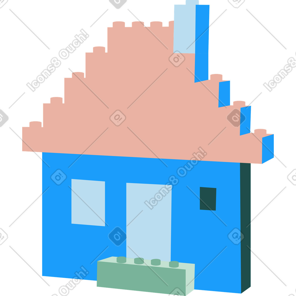 Ilustración Casa de lego en estilo Kiddo a descargar en PNG y SVG