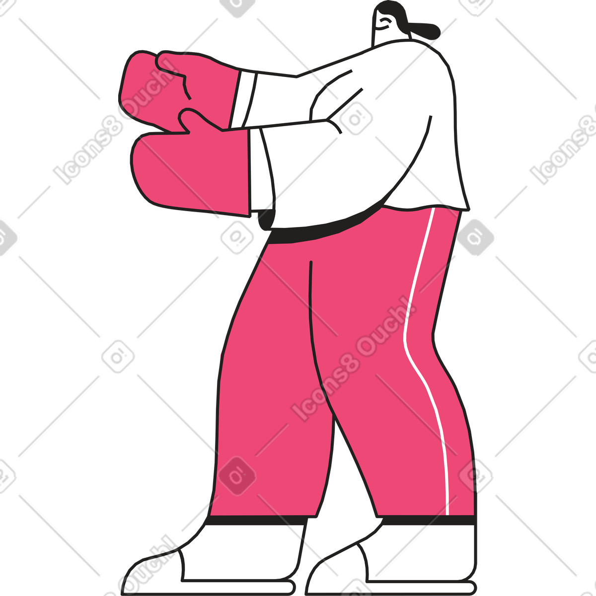 Woman in kitchen gloves illustration Dazzle Line style download PNG, SVG