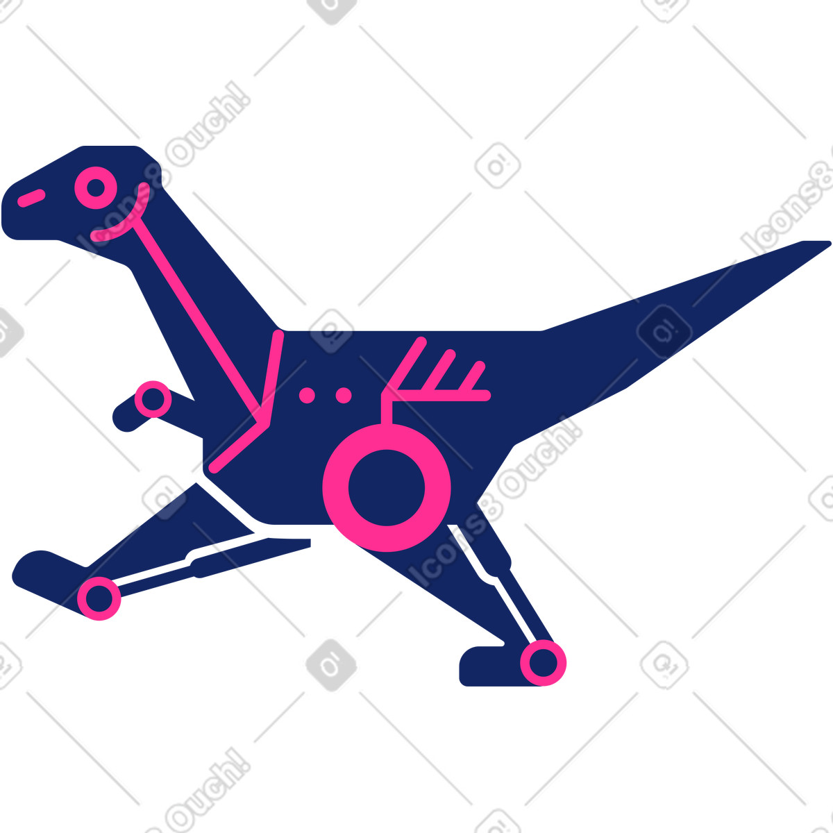 Raptor illustration in Cyborg style download in PNG, SVG