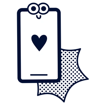A smartphone with eyes and a heart - Blink style illustration